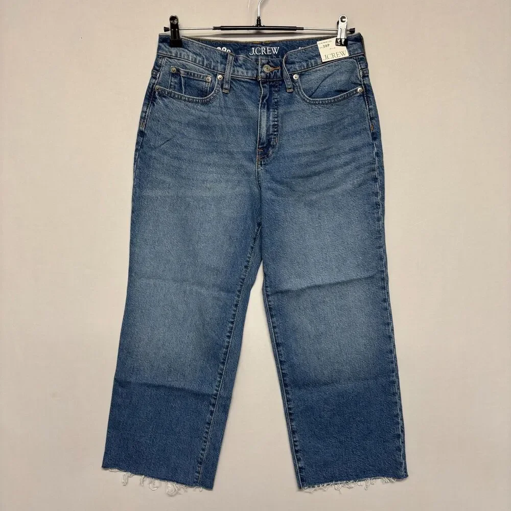 NWT J. Crew Women Slim Wide Leg Jeans Size 28P 28 Petite Blue Denim SP23 C131 13